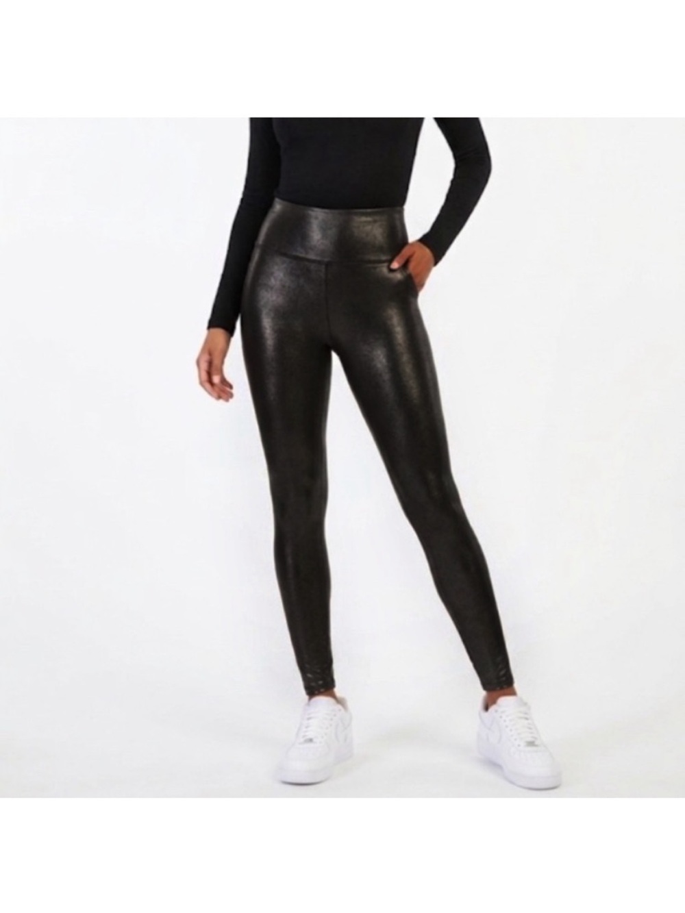 Spanx Faux Leather Legging Size Large Black High Waisted